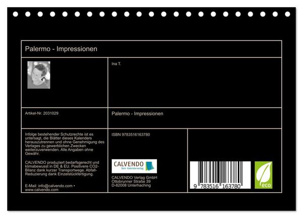 Produktbild: Palermo - Impressionen (Tischkalender 2026 DIN A5 quer), CALVENDO Monatskalender