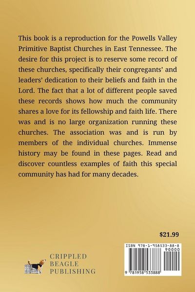 Produktbild: SECOND REPRODUCTION of The First 64 Original Printed Minutes of The Powell's Valley Association of Primitive Baptists Years 1906 Through 1970