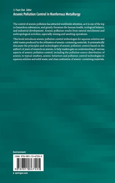 Produktbild: Arsenic Pollution Control in Nonferrous Metallurgy