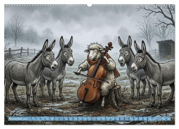 Produktbild: Tierisch musikalisch - Taktgef&uuml;hl mit Humor (hochwertiger Premium Wandkalender 2027 DIN A2 quer), Kunstdruck in Hochglanz