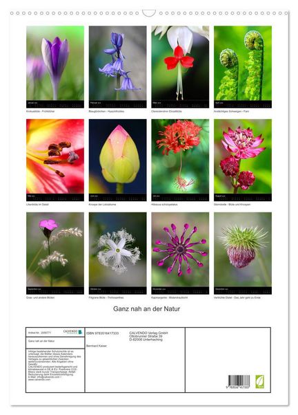 Produktbild: Ganz nah an der Natur (Wandkalender 2026 DIN A2 hoch), CALVENDO Monatskalender