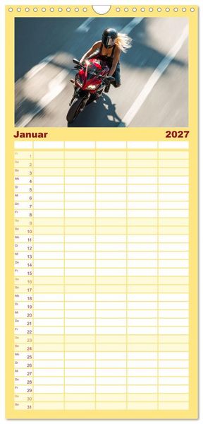Produktbild: Familienplaner 2027 - Schnelle Bikes und Starke Frauen mit 5 Spalten (Wandkalender, 21 x 45 cm) CALVENDO