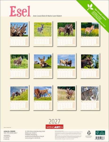 Produktbild: Esel Kalender 2027