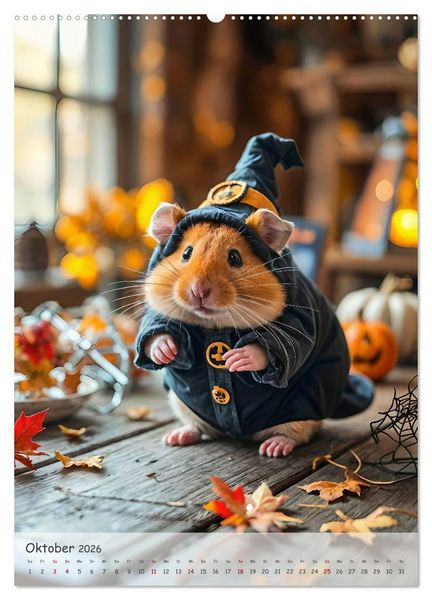 Produktbild: Hamster im Feiertagsfieber - Ein Jahr voller Flausch und Freude (hochwertiger Premium Wandkalender 2026 DIN A2 hoch), Kunstdruck in Hochglanz