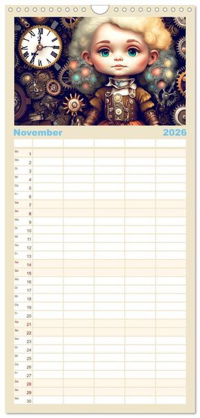 Produktbild: Familienplaner 2026 - Kleine Steampunk Stars mit 5 Spalten (Wandkalender, 21 x 45 cm) CALVENDO