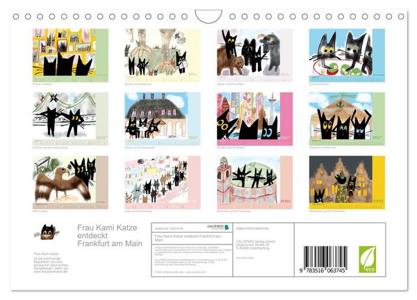 Produktbild: Frau Kami Katze entdeckt Frankfurt am Main (Wandkalender 2026 DIN A4 quer), CALVENDO Monatskalender