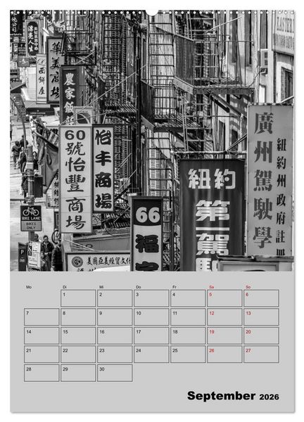 Produktbild: NEW YORK CITY Monochrome Stadtansichten (Wandkalender 2026 DIN A2 hoch), CALVENDO Monatskalender