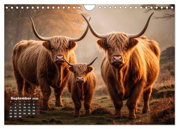 Produktbild: Highland K&uuml;he (Wandkalender 2026 DIN A4 quer), CALVENDO Monatskalender