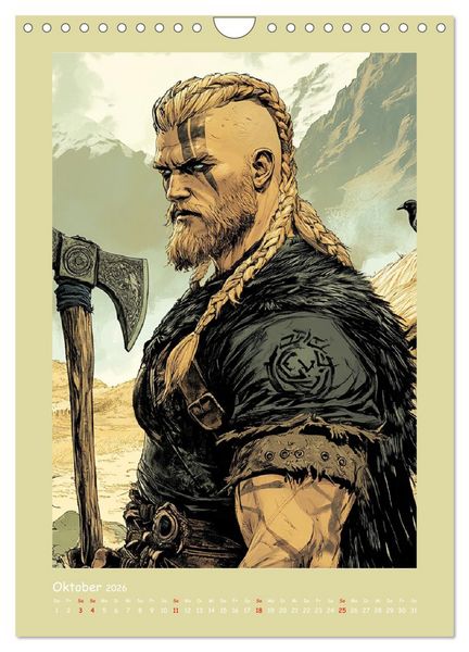 Produktbild: Wikinger Comics. Nordische Fantasy-Helden (Wandkalender 2026 DIN A4 hoch), CALVENDO Monatskalender