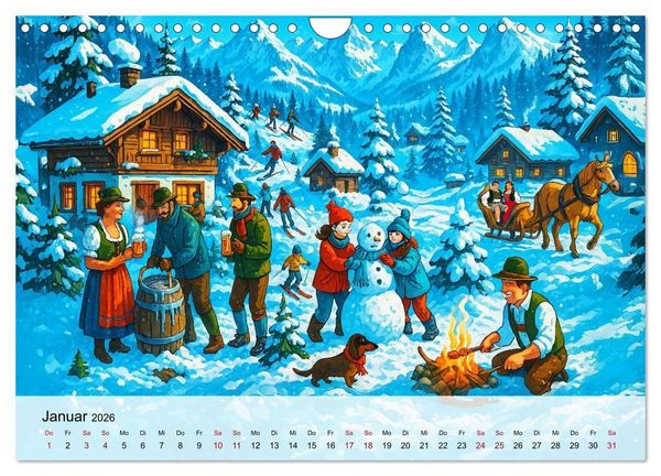 Produktbild: Bayrische Wimmelbilder - Wo Heimat lebendig wird (Wandkalender 2026 DIN A4 quer), CALVENDO Monatskalender