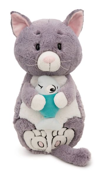 NICI Kuscheltier Katze & Fisch grau 20cm