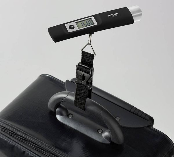 Produktbild: VOLTCRAFT VC-KS50 Kofferwaage VC-KS50 W&auml;gebereich (max.) 50 kg Ablesbarkeit 10 g dynamobetrieben Schwarz, Lichtgrau