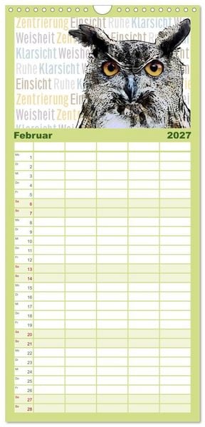 Produktbild: Familienplaner 2027 - Mein wildes Krafttier voller Achtsamkeit mit 5 Spalten (Wandkalender, 21 x 45 cm) CALVENDO