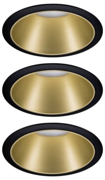 Produktbild: Paulmann Cole Coin 93404 Einbauleuchte 3er Set 2021 Energieeffizienzklasse: n.rel 6 W Warmwei&szlig; Schwarz, Gold