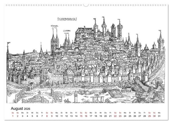 Produktbild: Schedelsche Weltchronik Deutsche St&auml;dte 1493 (Wandkalender 2026 DIN A2 quer), CALVENDO Monatskalender