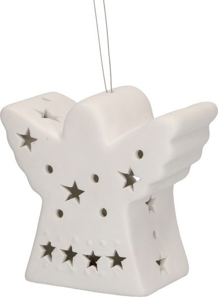 Produktbild: Porzellan-Figur "Engel" mit LED-Licht und Draht
