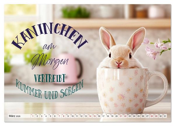 Produktbild: KANINCHEN Mit Humor durchs Jahr (Wandkalender 2026 DIN A2 quer), CALVENDO Monatskalender