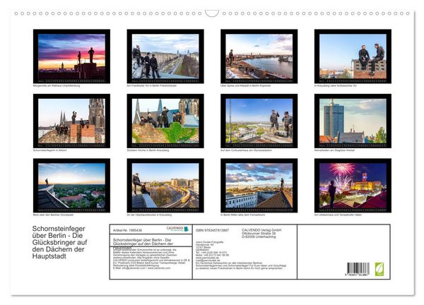 Produktbild: Schornsteinfeger &uuml;ber Berlin - Die Gl&uuml;cksbringer auf den D&auml;chern der Hauptstadt (Wandkalender 2026 DIN A2 quer), CALVENDO Monatskalender