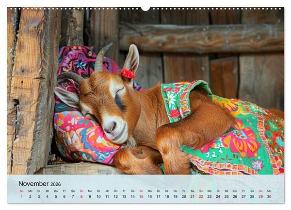 Produktbild: Ziegen im Modezauber. Ein alpiner Fashion-Marathon (Wandkalender 2026 DIN A2 quer), CALVENDO Monatskalender