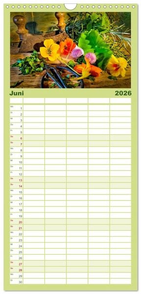 Produktbild: Familienplaner 2026 - Zeitreise auf dem K&uuml;chentisch mit 5 Spalten (Wandkalender, 21 x 45 cm) CALVENDO