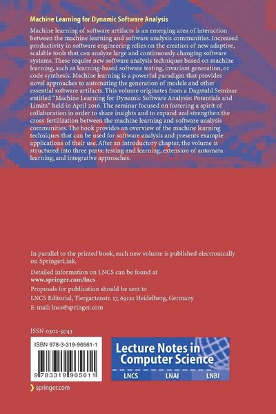 Produktbild: Machine Learning for Dynamic Software Analysis: Potentials and Limits