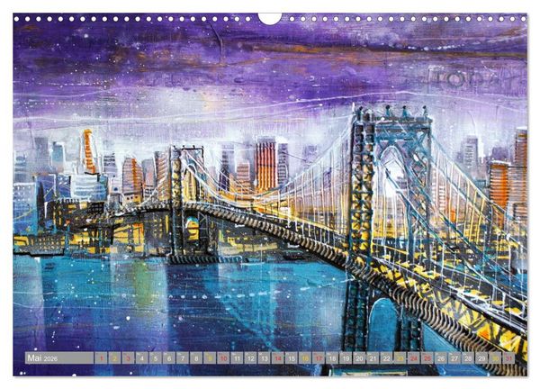 Produktbild: New York Watercolor Citylights (Wandkalender 2026 DIN A3 quer), CALVENDO Monatskalender