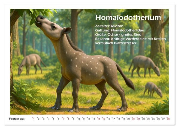 Produktbild: Urige Pal&auml;ofauna pr&auml;historisch und niedlich (Wandkalender 2026 DIN A2 quer), CALVENDO Monatskalender