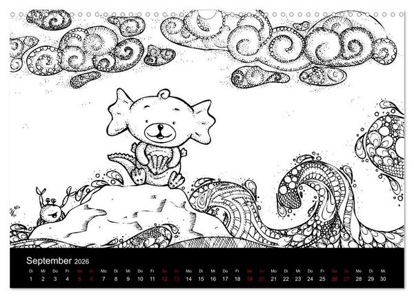 Produktbild: Bezaubernde Mini-Monster - Ein Ausmal-Kalender (Wandkalender 2026 DIN A3 quer), CALVENDO Monatskalender