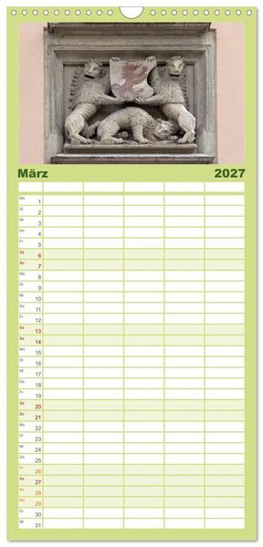 Produktbild: Familienplaner 2027 - Passau - Dreifl&uuml;ssestadt an Donau, Inn und Ilz mit 5 Spalten (Wandkalender, 21 x 45 cm) CALVENDO