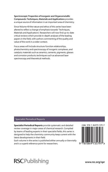 Produktbild: Spectroscopic Properties of Inorganic and Organometallic Compounds