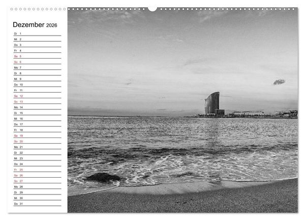 Produktbild: Barcelona Schwarz / Wei&szlig; Impressionen (hochwertiger Premium Wandkalender 2026 DIN A2 quer), Kunstdruck in Hochglanz