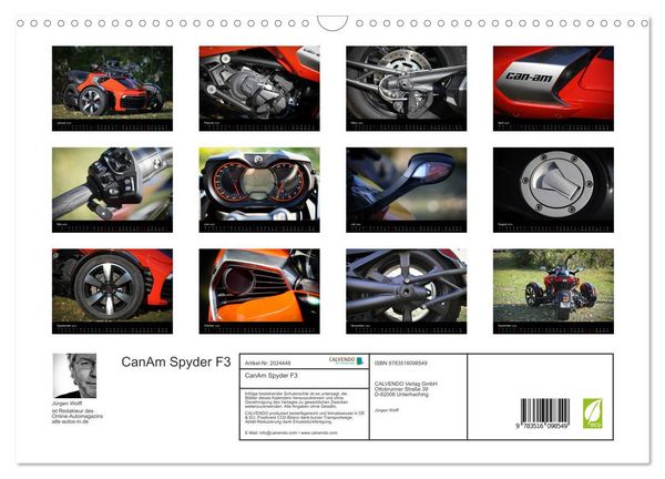 Produktbild: CanAm Spyder F3 (Wandkalender 2026 DIN A3 quer), CALVENDO Monatskalender