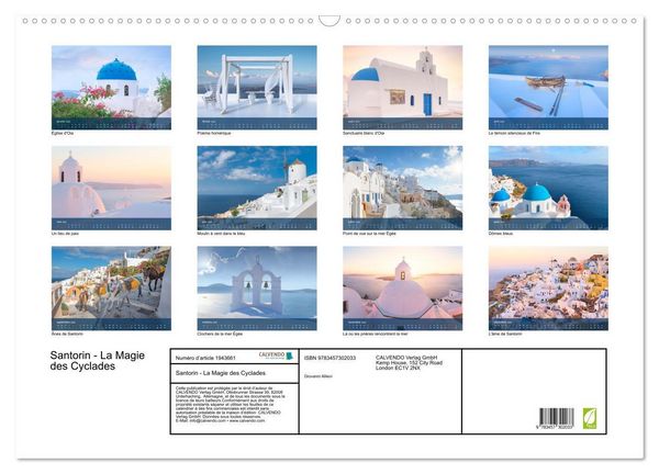 Produktbild: Santorin - La Magie des Cyclades (Calendrier mural 2026 DIN A2 vertical), CALVENDO calendrier mensuel