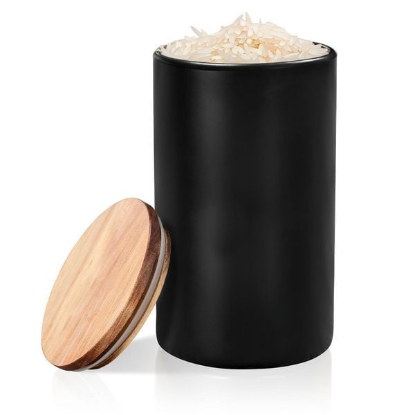 Produktbild: Vorratsdose Mod. Mio Schwarz 1,4 L, Vorratsbeh&auml;lter aus Borosilikatglas mit Deckel