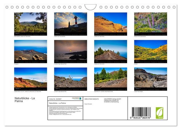 Produktbild: Naturblicke - La Palma (Wandkalender 2026 DIN A4 quer), CALVENDO Monatskalender