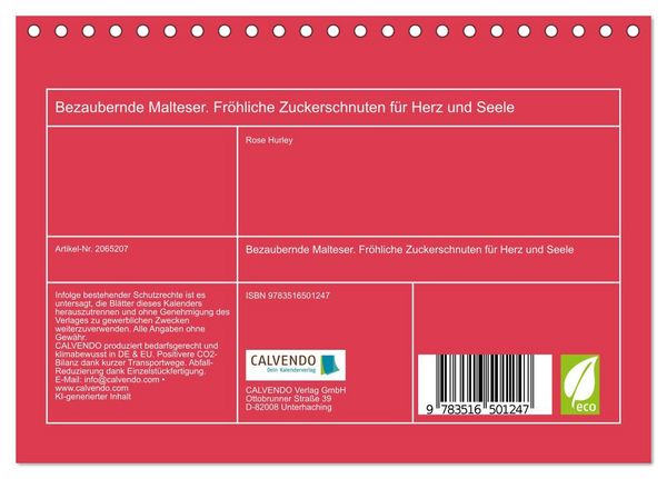 Produktbild: Bezaubernde Malteser. Fr&ouml;hliche Zuckerschnuten f&uuml;r Herz und Seele (Tischkalender 2026 DIN A5 quer), CALVENDO Monatskalender