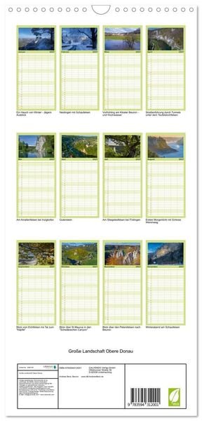 Produktbild: Familienplaner 2027 - Gro&szlig;e Landschaft Obere Donau mit 5 Spalten (Wandkalender, 21 x 45 cm) CALVENDO