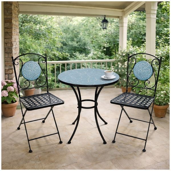 Produktbild: HTI-Living Gartentisch und 2 St&uuml;hle Celia Bl&auml;tter Gartentisch und 2 St&uuml;hle Celia Bl&auml;tter