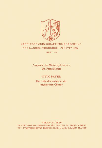 Produktbild: Ansprache des Ministerpr&auml;sidenten / Die Rolle des Zufalls in der organischen Chemie