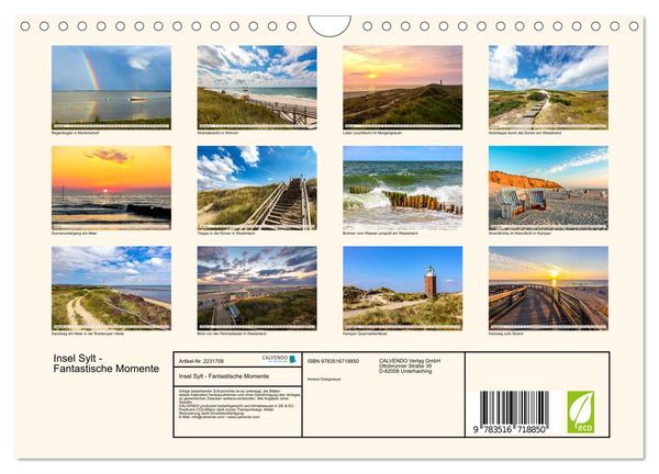 Produktbild: Insel Sylt - Fantastische Momente (Wandkalender 2026 DIN A4 quer), CALVENDO Monatskalender
