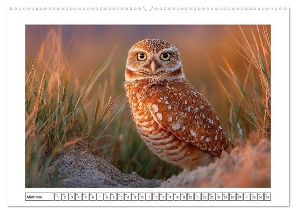 Produktbild: Eulen aus aller Welt - Faszinierende J&auml;ger der Nacht (Wandkalender 2026 DIN A2 quer), CALVENDO Monatskalender