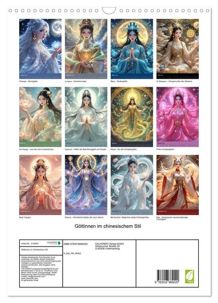 Produktbild: G&ouml;ttinnen im chinesischem Stil (Wandkalender 2026 DIN A3 hoch), CALVENDO Monatskalender