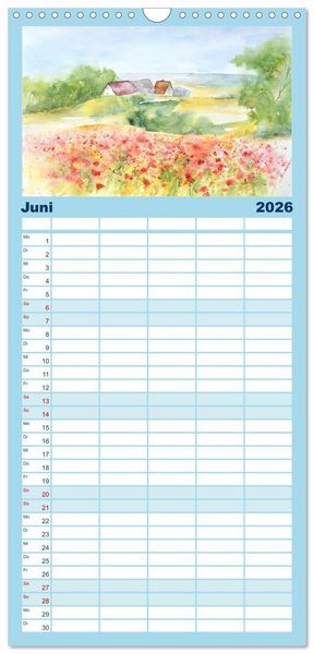 Produktbild: Familienplaner 2026 - R&uuml;gen Impressionen in Aquarell mit 5 Spalten (Wandkalender, 21 x 45 cm) CALVENDO