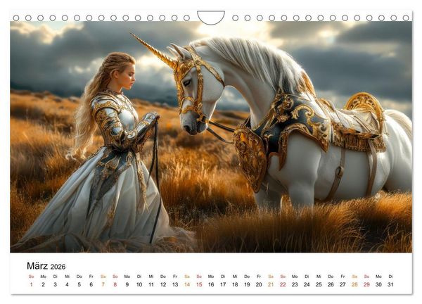 Produktbild: Einhorn-Welten - zwischen Fantasie und Wirklichkeit (Wandkalender 2026 DIN A4 quer), CALVENDO Monatskalender