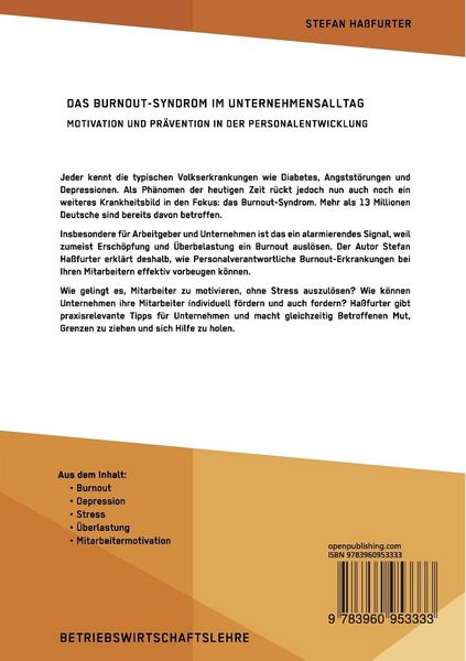 Produktbild: Das Burnout-Syndrom im Unternehmensalltag. Motivation und Pr&auml;vention in der Personalentwicklung
