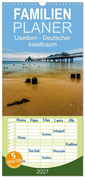 Produktbild: Familienplaner 2027 - Usedom - Deutscher Inseltraum mit 5 Spalten (Wandkalender, 21 x 45 cm) CALVENDO