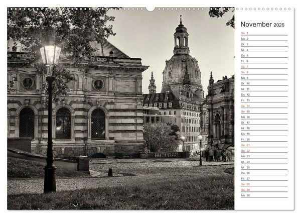 Produktbild: Dresden Schwarz-Wei&szlig; (hochwertiger Premium Wandkalender 2026 DIN A2 quer), Kunstdruck in Hochglanz
