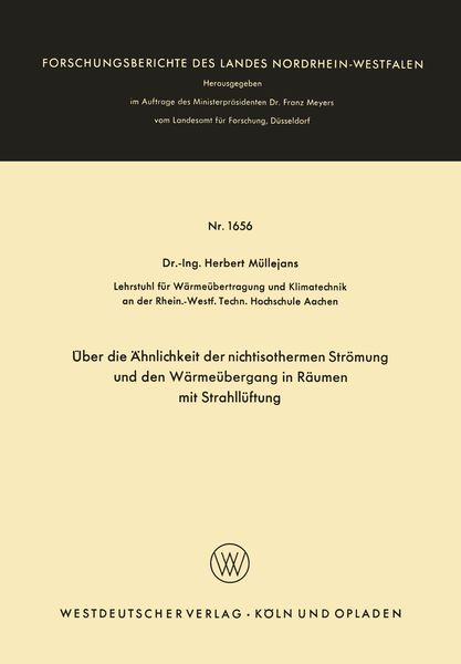 Produktbild: &Uuml;ber die &Auml;hnlichkeit der nichtisothermen Str&ouml;mung und den W&auml;rme&uuml;bergang in R&auml;umen mit Strahll&uuml;ftung