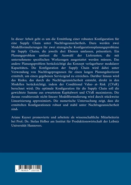 Produktbild: Robuste strategische Konfigurationsplanung f&uuml;r Supply Chains unter Nachfrageunsicherheit