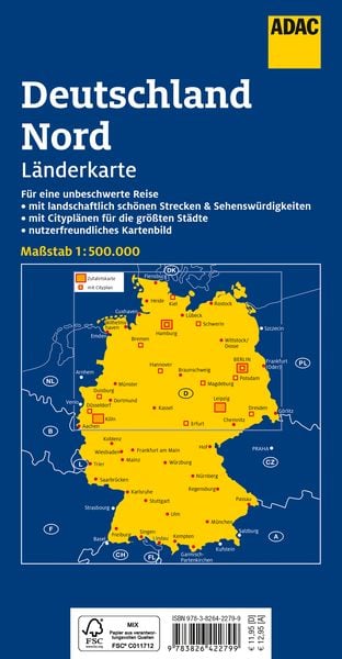 Produktbild: ADAC L&auml;nderkarte Deutschland Nord 1:500.000